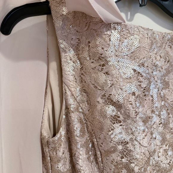Alex Evenings Champagne Sequin Lace Chiffon Cape Sheath Dress size 6 - Picture 7 of 12